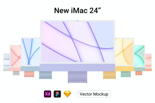 新的iMac 24矢量模型 (XD,SKETCH,FIG)