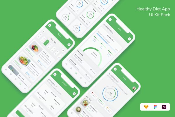 健康饮食应用程序 APP UI (FIG,SKETCH,XD)
