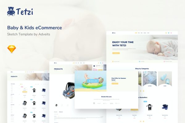 婴幼儿电子商务网站设计模板Web Ui Kits-sketch