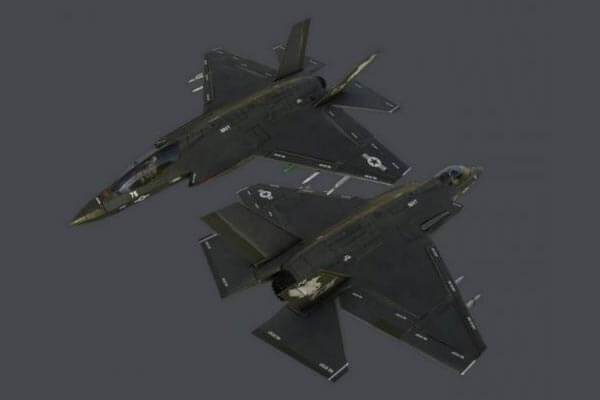 F35游戏风格战斗机飞机3D模型下载（FBX,OBJ,MAX）