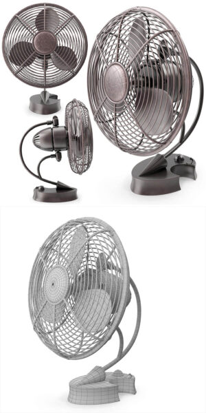 桌面经典风格金属小风扇3D模型下载（OBJ,MAX,FBX）
