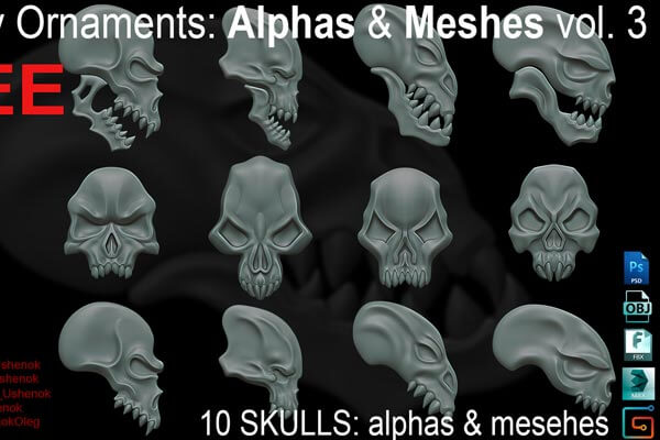 怪兽头骨设计3D模型下载（FBX,OBJ,MAX）