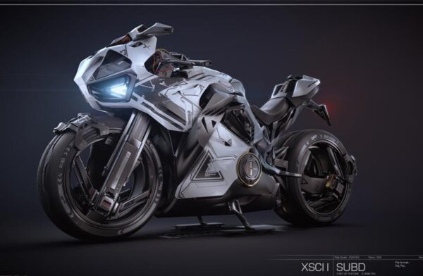 酷炫游戏风格的摩托车XSCI1  3D模型下载（OBJ,FBX,MAX）