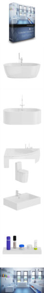 常用的卫浴用品组合套装3D模型下载（C4D,MAX,FBX,OBJ）