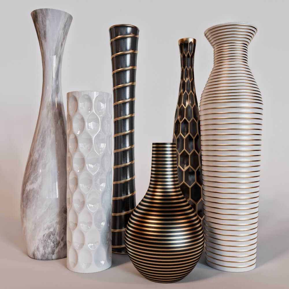 金属纹理装饰花瓶3D模型（OBJ,FBX,MAX）