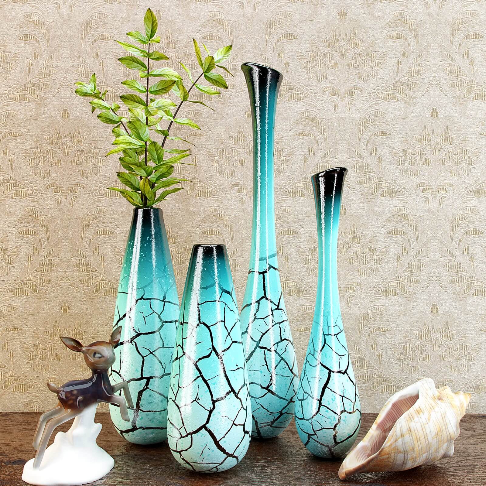蓝色裂纹装饰花瓶系列3D模型（OBJ,FBX,MAX）