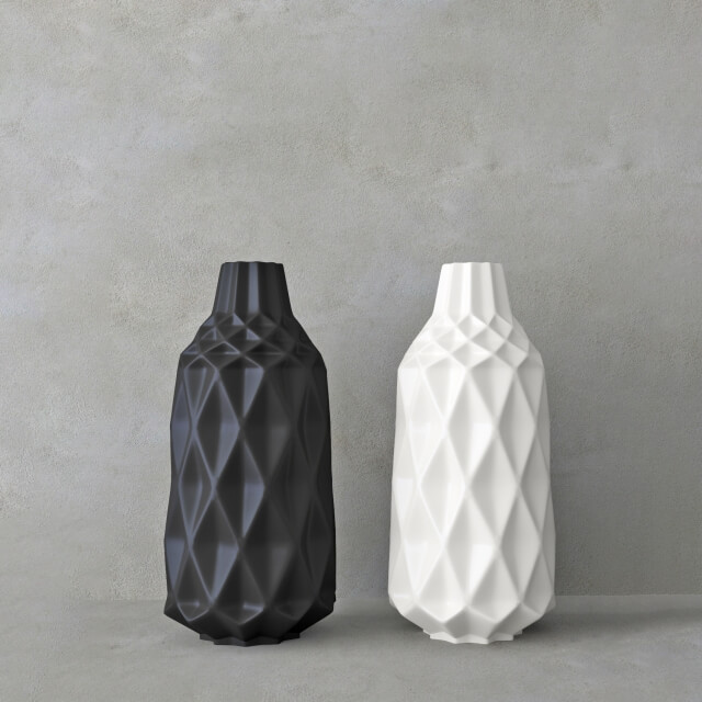 黑白两色凹凸花瓶3D模型（OBJ,FBX,MAX）