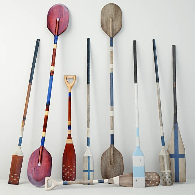 各种颜色和造型的老式木桨3D模型（OBJ,FBX,MAX）