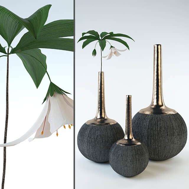 圆身金属长颈花瓶3D模型（OBJ,FBX,MAX）