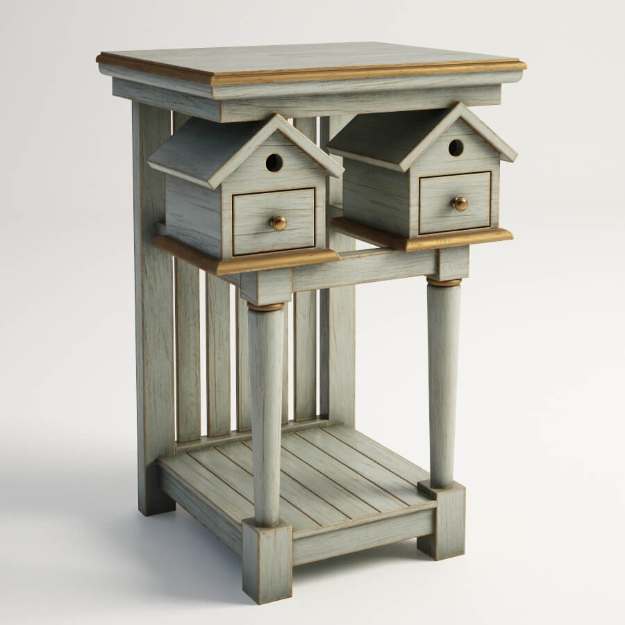 鸟舍造型的木质边桌3D模型（OBJ,FBX,MAX）