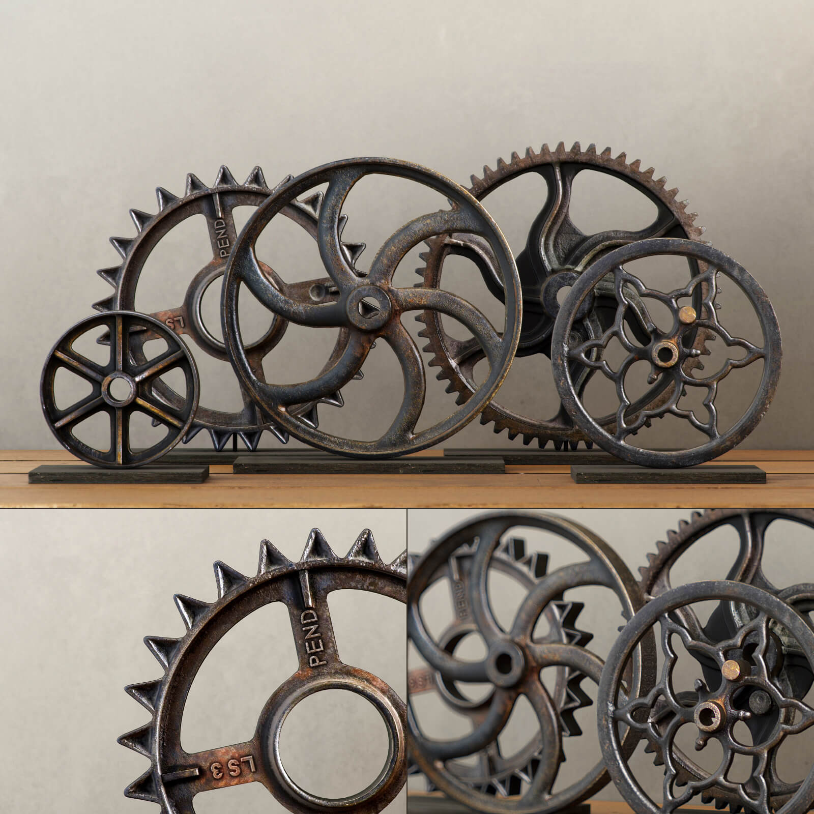 金属车轮工艺品3D模型（OBJ,FBX,MAX）