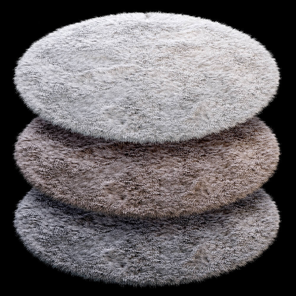 圆形蓬松地毯3D模型（OBJ,FBX,MAX）