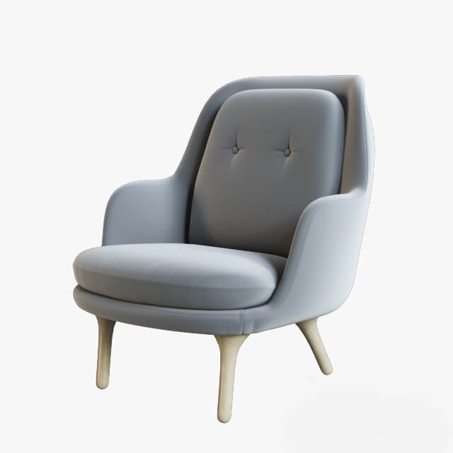 蓝灰色单人扶手布艺沙发椅3D模型（OBJ,FBX,MAX）