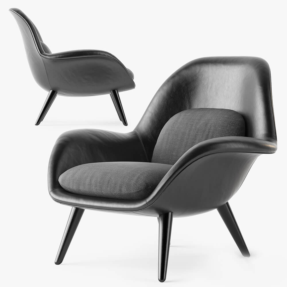 黑色皮质单人沙发椅3D模型（OBJ,FBX,MAX）