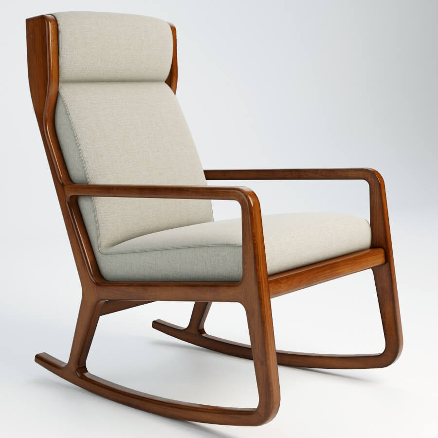 实木框架米色沙发摇椅3D模型（OBJ,FBX,MAX）