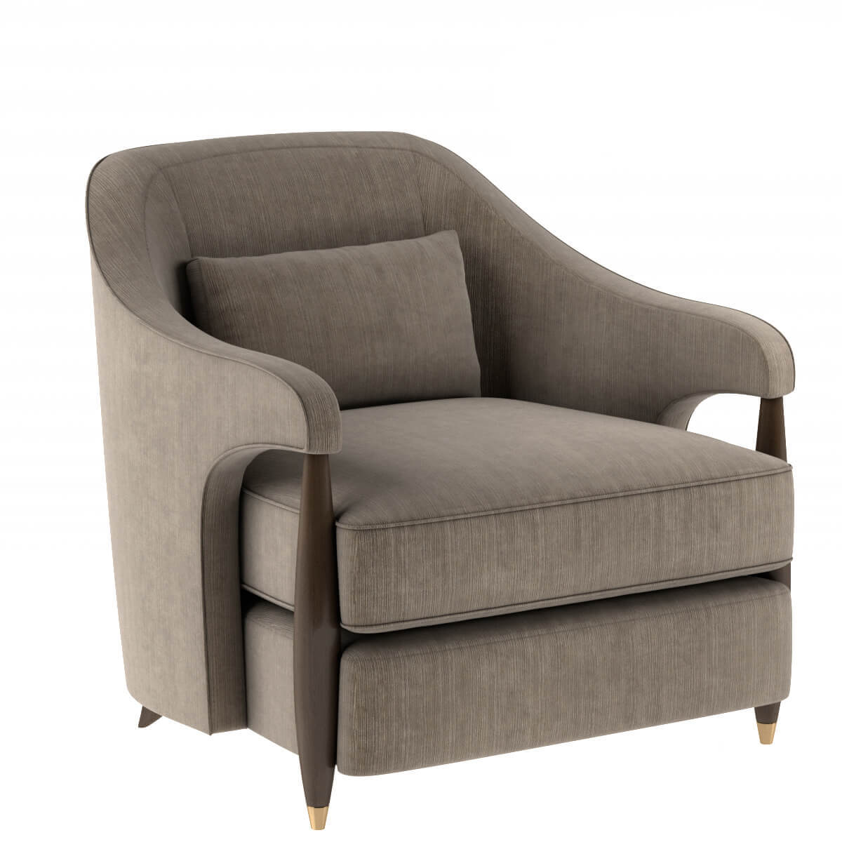 棕色单人扶手布艺沙发椅3D模型（OBJ,FBX,MAX）