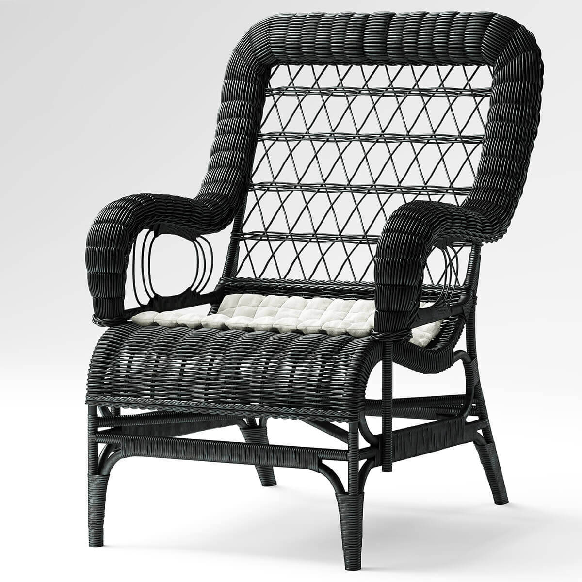 黑色编织扶手椅3D模型（OBJ,FBX,MAX）