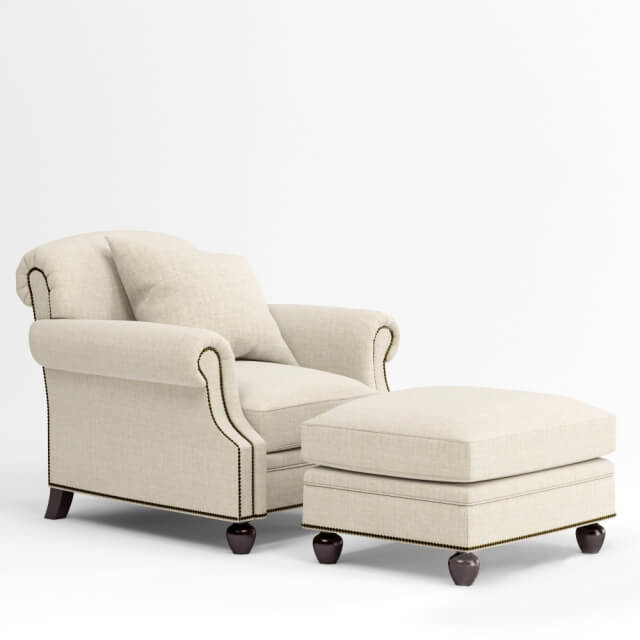 米色单人扶手布艺沙发3D模型（OBJ,FBX,MAX）