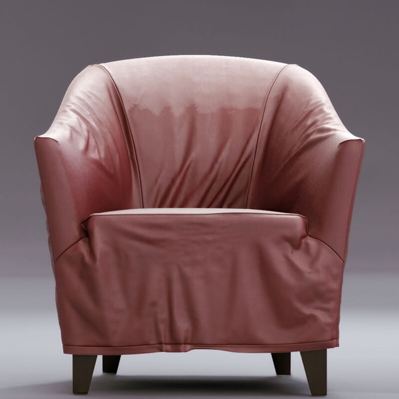 粉色单人扶手沙发椅3D模型（OBJ,FBX,MAX）