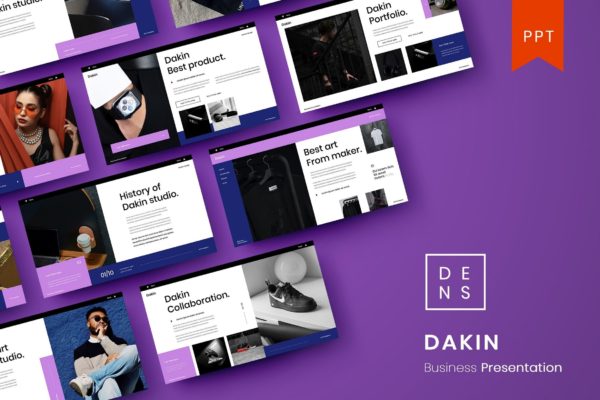 Dakin – 紫色创意品牌商务PPT模板(PPTX)