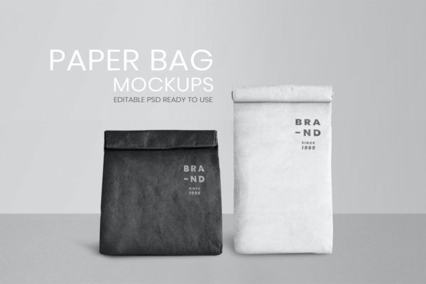 时尚高端高品质的环保纸袋包装设计VI样机展示模型mockups
