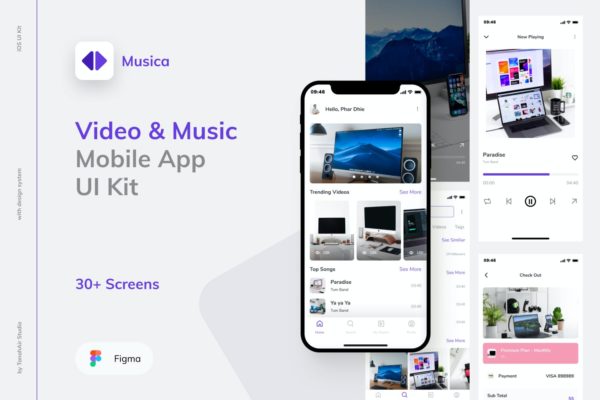 Musica  – 音乐播放器App UI模板(FIG)