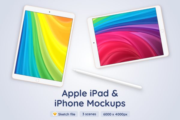 Apple iPad & iPhone – sketch版手机平板设备样机 (SKETCH)