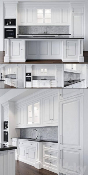 欧式厨房橱柜3D模型下载（OBJ,MAX,FBX）