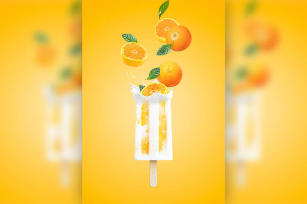 夏日清爽橙子冰棍食品广告海报设计 (psd)