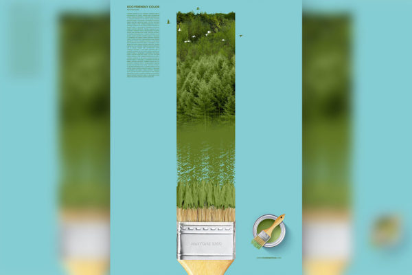 毛刷油漆绿色环保概念海报设计模板 (psd)