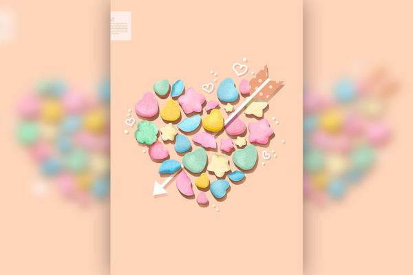 爱心穿箭糖果零食广告海报设计模板 (psd)