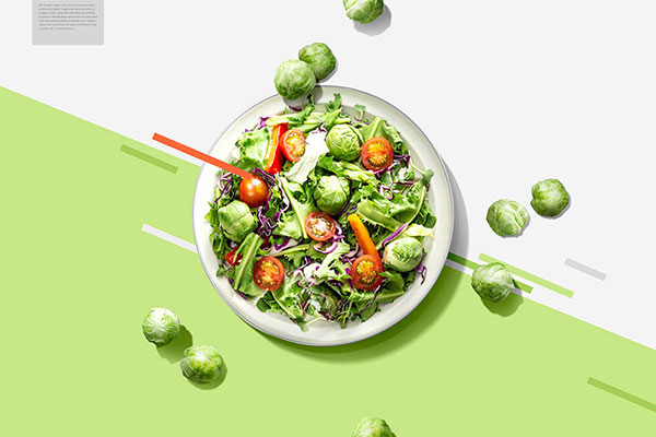 绿色健康营养蔬菜沙拉食品海报设计模板 (psd)