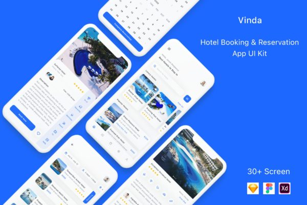 酒店预约预订程序UI工具包 (FIG,SKETCH,XD)
