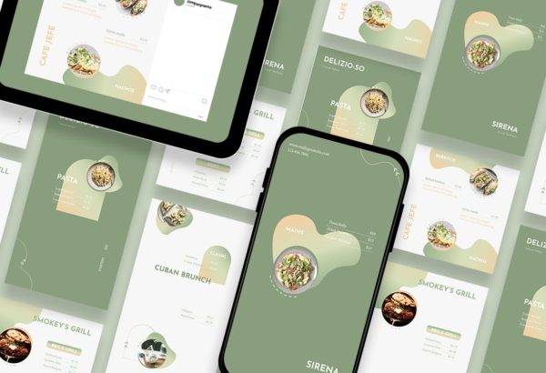 时尚高端清新简约多用途的高品质菜单菜谱Instagram社交媒体banner海报设计模板集合