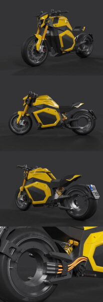 科技感科幻电摩托车3D模型下载（C4D,3DS,FBX,OBJ,MAX,STL,LWO）