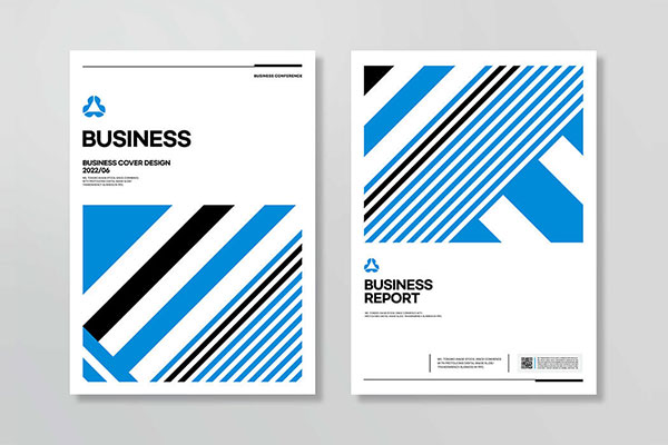 蓝色简约商业报告封面设计模板 (psd)
