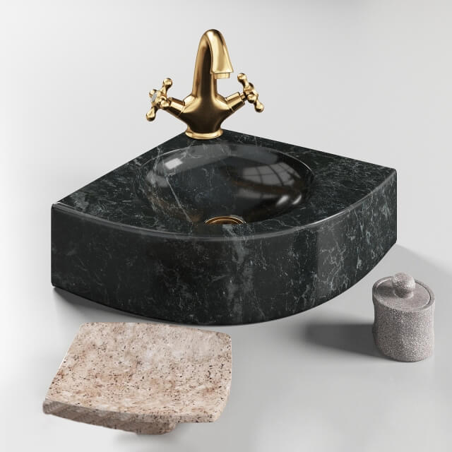 黑色扇形大理石水槽3D模型（OBJ,FBX,MAX）