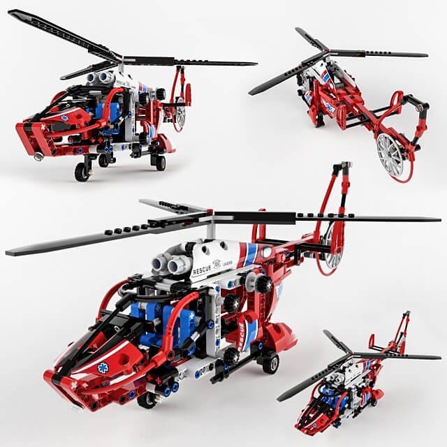 救援直升机积木玩具3D模型（OBJ,FBX,MAX）