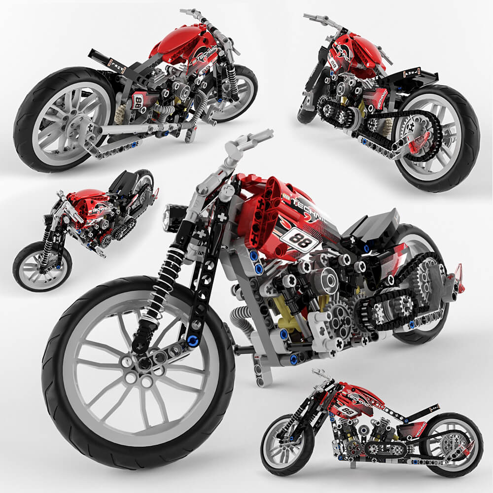 摩托车积木玩具3D模型（OBJ,FBX,MAX）