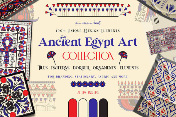 古埃及艺术收藏插画图案素材 (ai,eps,jpg,png)