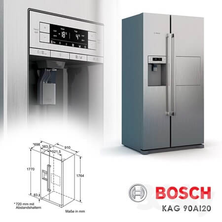 Bosch博世双开门家用冰箱KAG-90AI20-3d模型下载(Max,Obj)