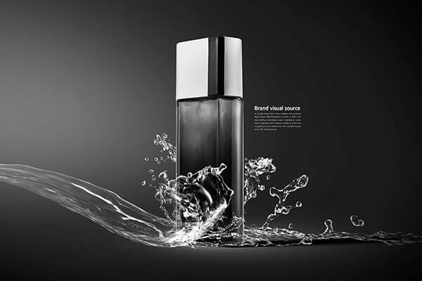 水流暗黑背景香水化妆品高端品牌视觉海报设计模板 (psd)