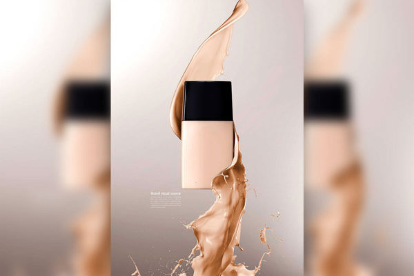 丝滑奶茶色化妆品品牌视觉海报设计模板 (psd)