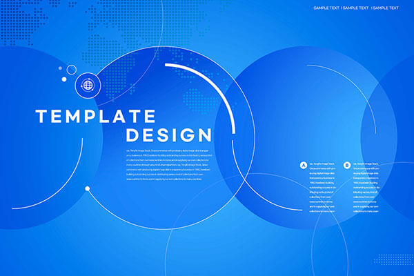 蓝色圆环创意商业海报设计模板 (psd)