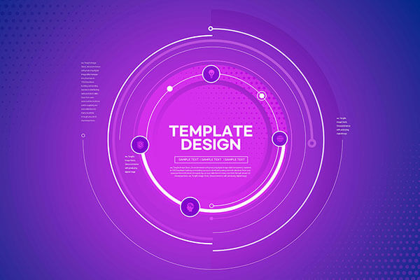 紫色圆环科技风格海报设计模板 (psd)
