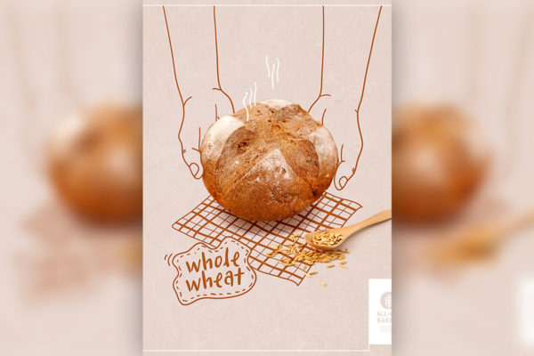 全麦面包早餐食品广告海报设计 (psd)