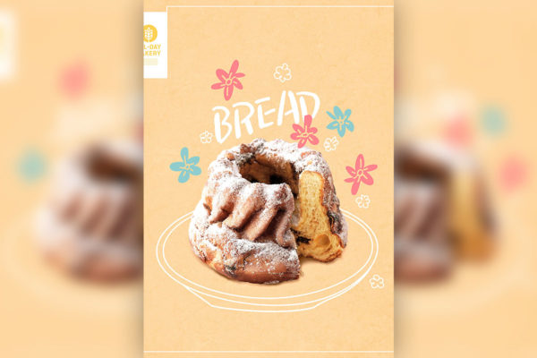 早午茶烘焙面包食品广告海报设计 (psd)