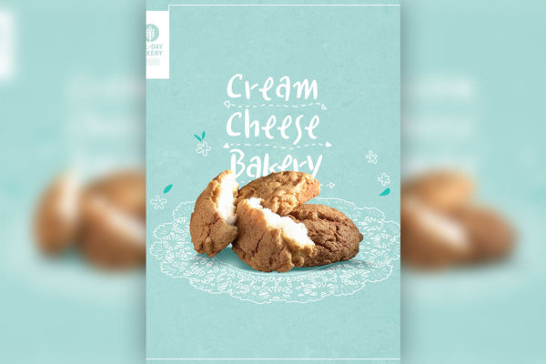 奶油奶酪面包食品海报设计 (psd)