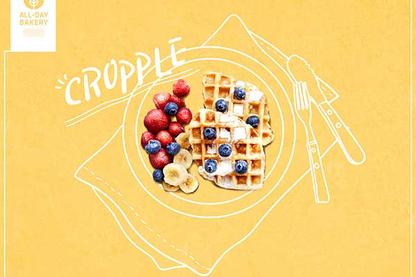 水果华夫饼早餐食品广告海报设计模板 (psd)
