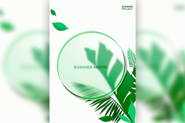 绿植圆形玻璃元素夏季海报设计模板 (psd)